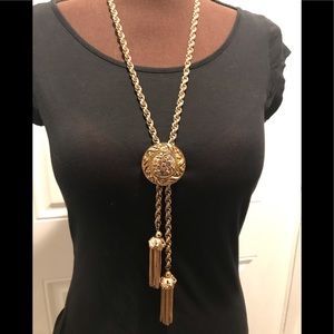 Vintage Napier goldtone rope necklace with tassles